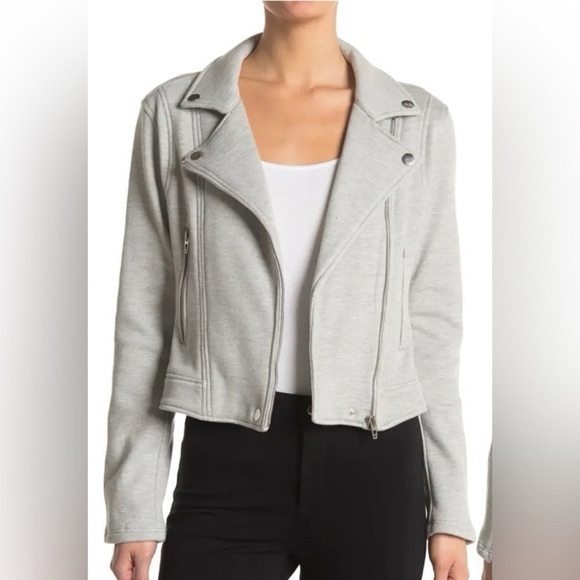 Blank NYC Jackets & Blazers - Blank NYC Sweatshirt Moto Jacket in Heather Gray Size Small